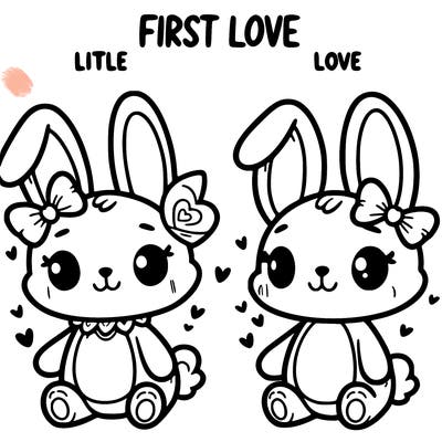 first love themed cute bunny