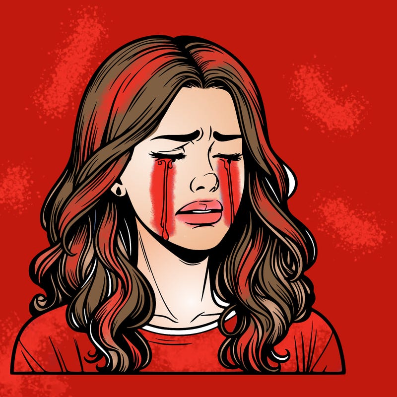 a woman crying realistic