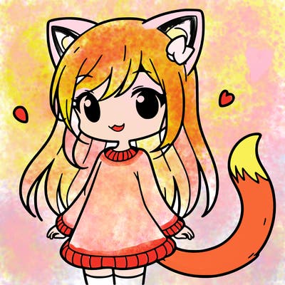 girl with cat ears and tail