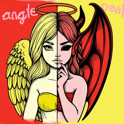 realistic angel half demon