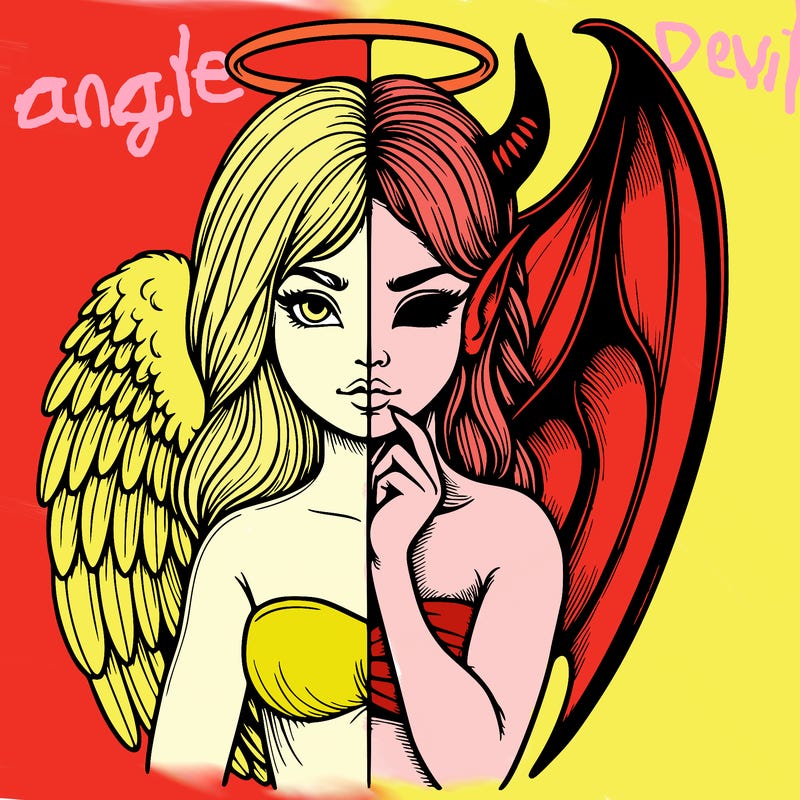 realistic angel half demon