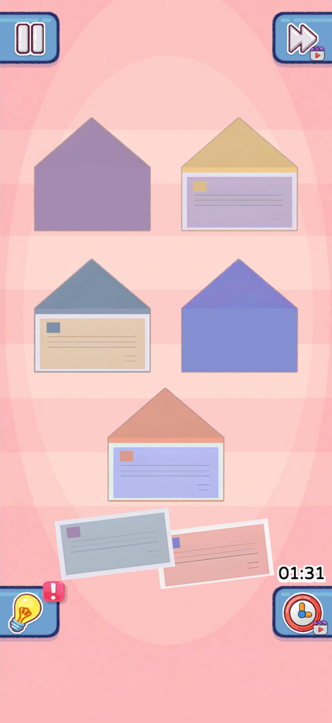 Perfect Satisfy: Organize Game - Organizando cartas en sobres coincidentes en el juego Perfect Satisfy