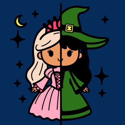 split princess and witch