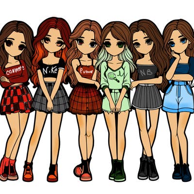 a group of girls realistic