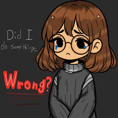 sad girl with glasses in a sweater