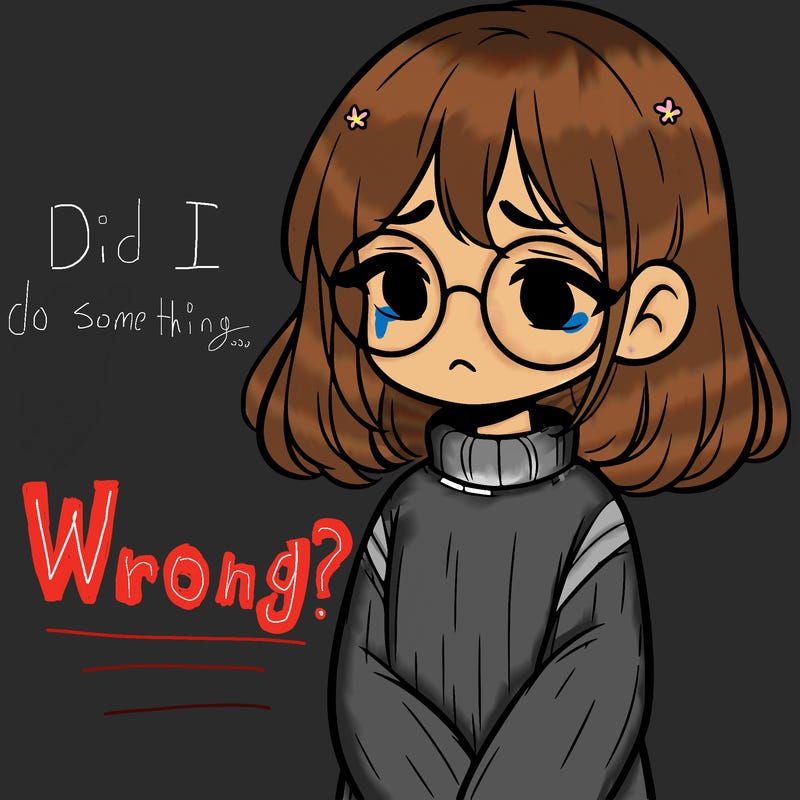 sad girl with glasses in a sweater