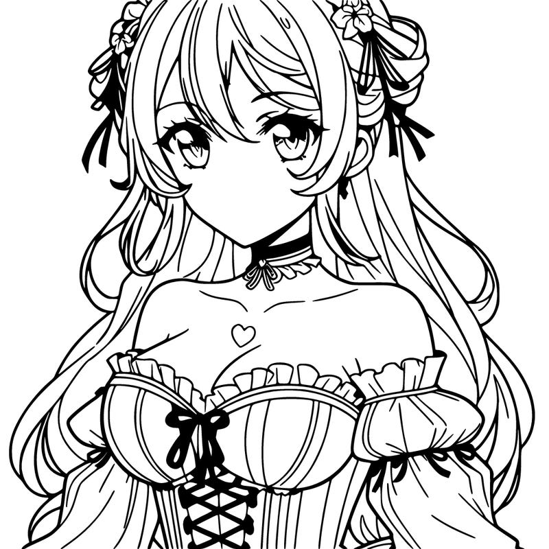 a beautiful anime girl in a corset
