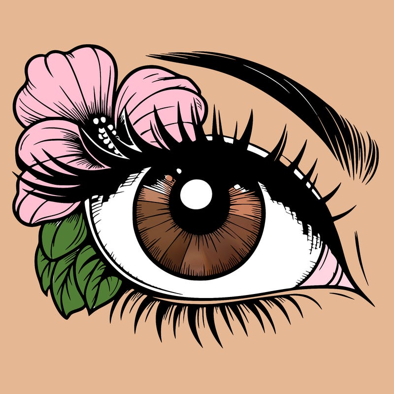 realistic eye with flower