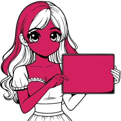 realistic pretty girl holding blank sign