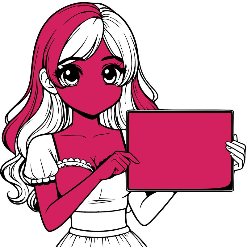 realistic pretty girl holding blank sign