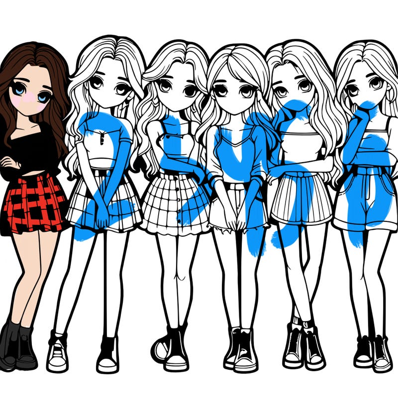 a group of girls realistic