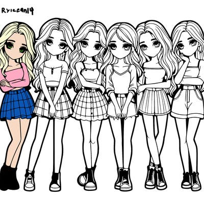 a group of girls realistic