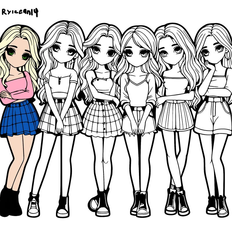 a group of girls realistic