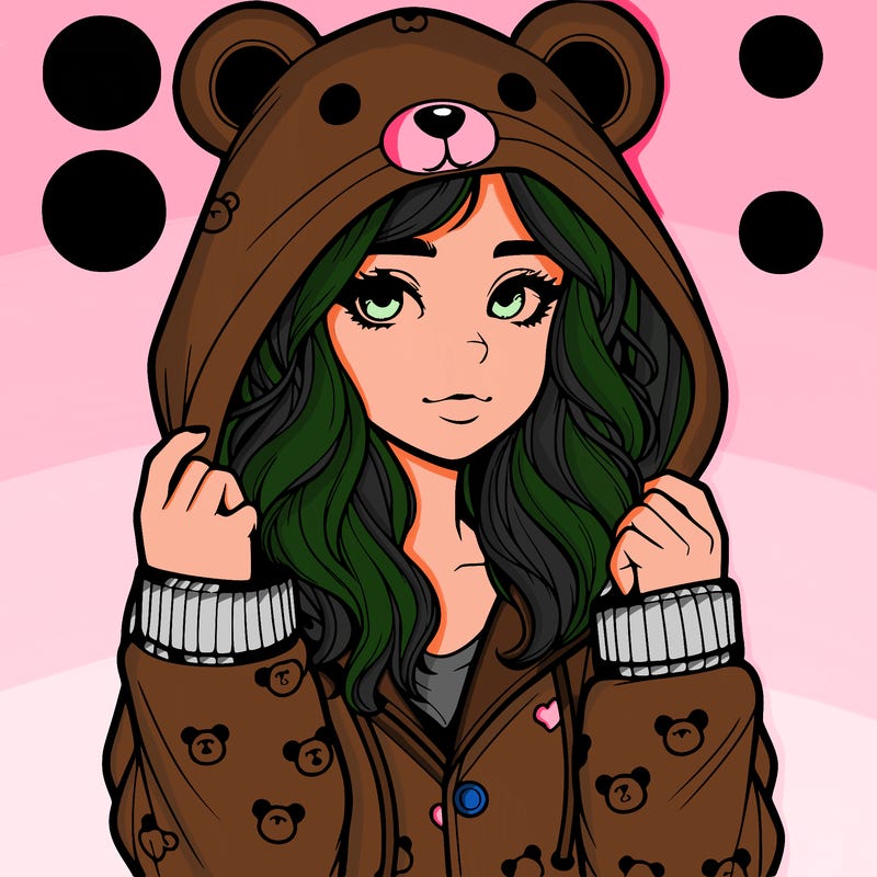 realistic girl in a animal pjs hoodie