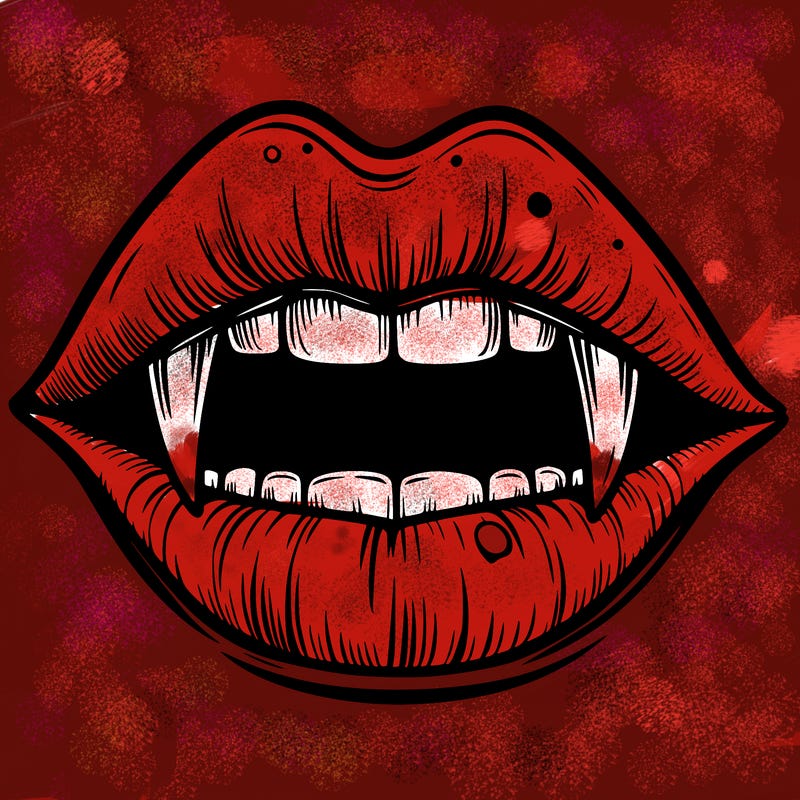 lips with vampire teeth
