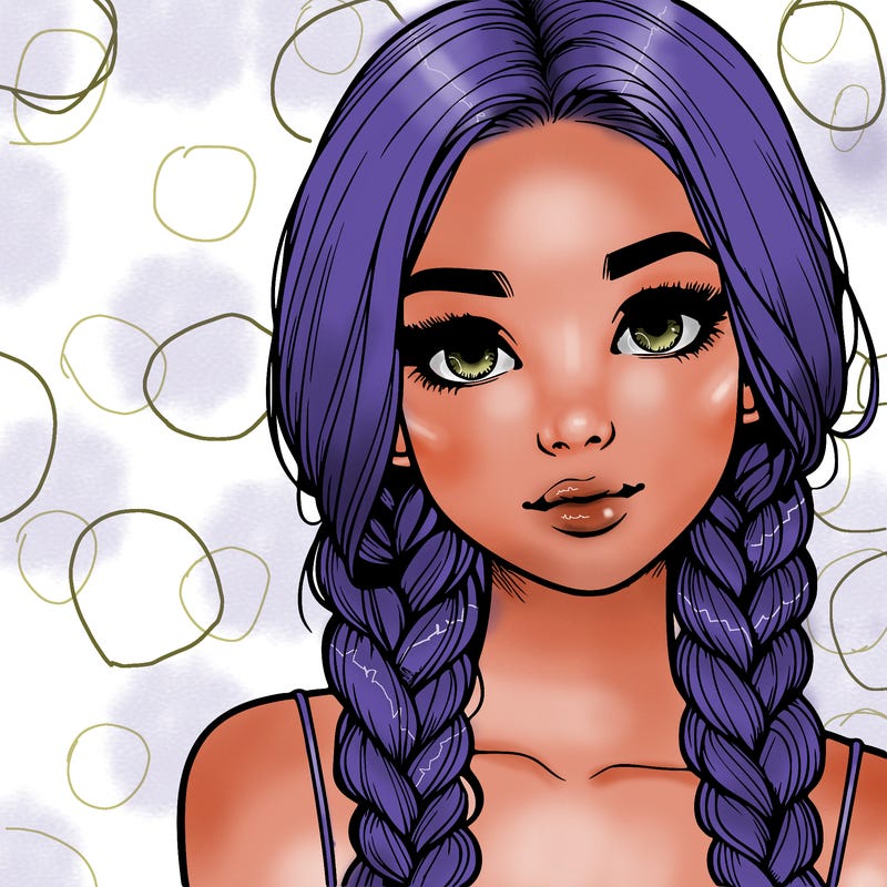 realistic girl with braids