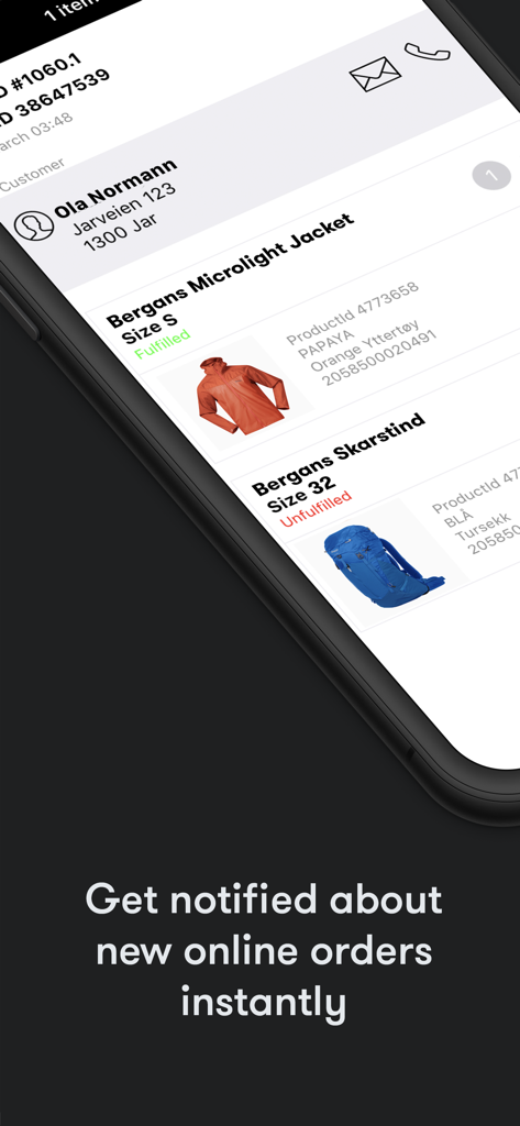 Exibição de smartphone mostrando o status de atendimento de pedidos online no aplicativo de varejo FrontZapp