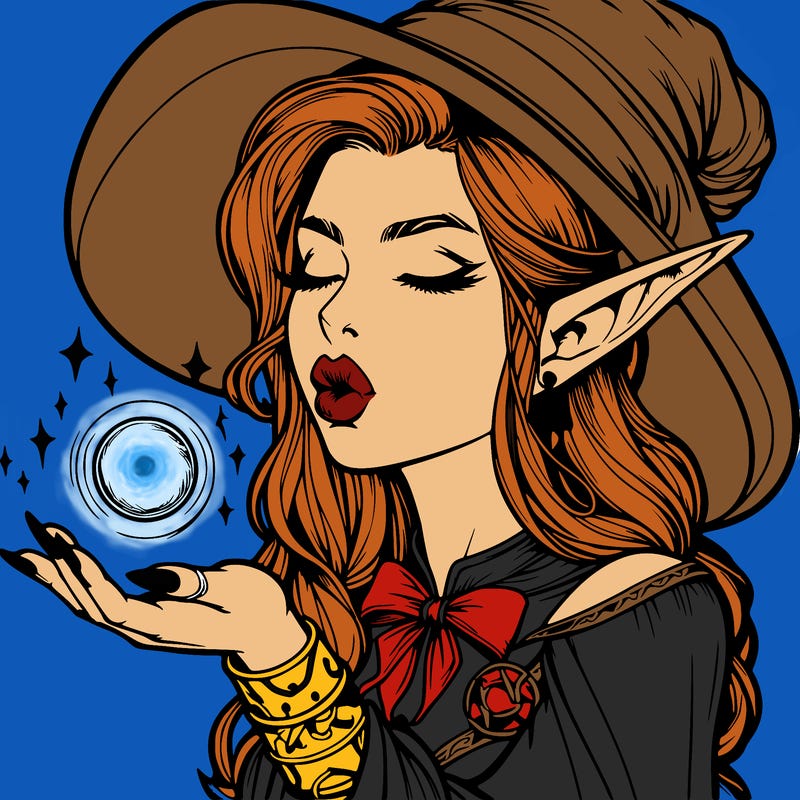 realistic elf casting a spell with lips
