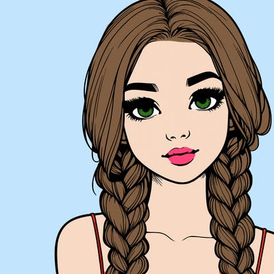realistic girl with braids