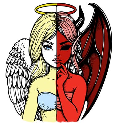 realistic angel half demon