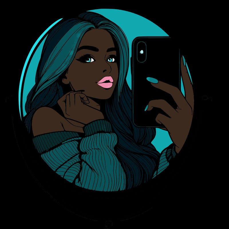 realistic girl taking mirror selfie beautiful
