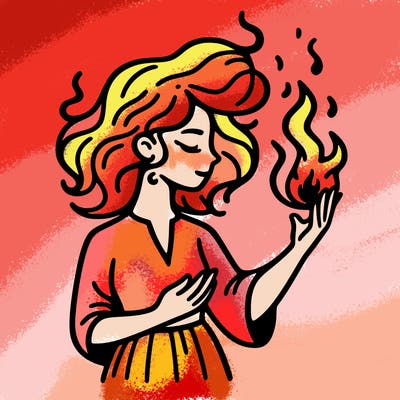 woman with fire