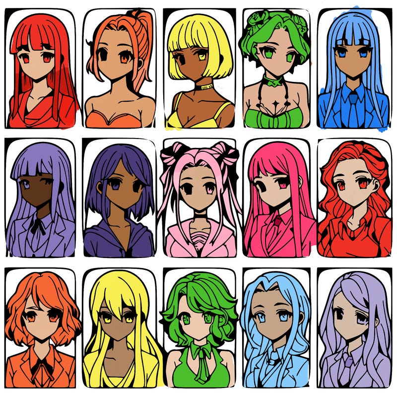 girls that look diffrent anime