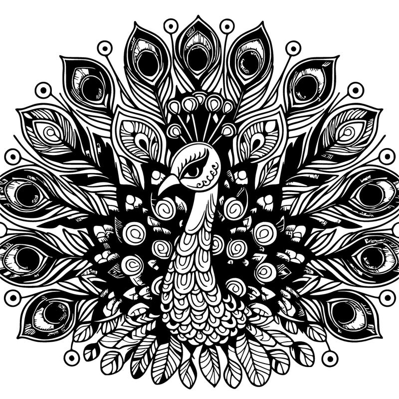 realistic peacock mandala