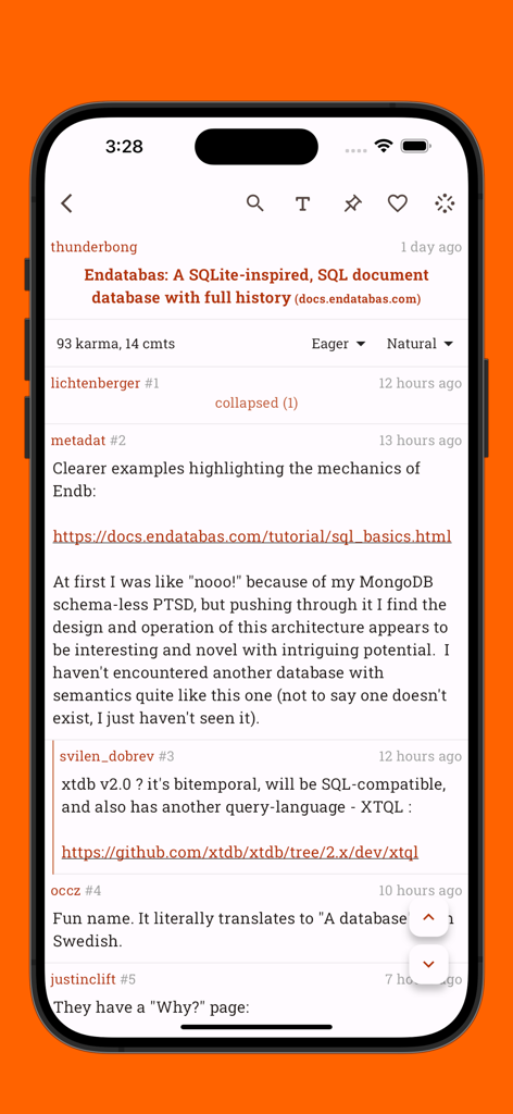 Hacki for Hacker News - Interface of Hacki app displaying a Hacker News discussion thread with nested comments