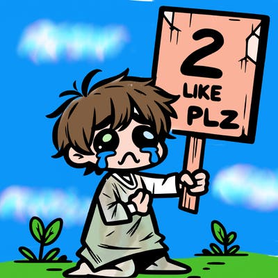 small poor toddler crying with sign that says 2 like plz