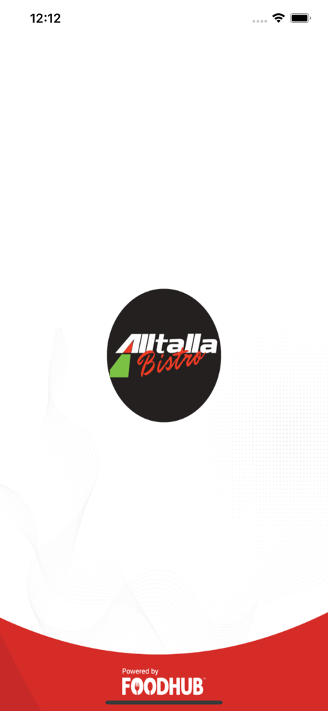Pantalla de inicio de la app Alitalia Bistro con el logo del restaurante