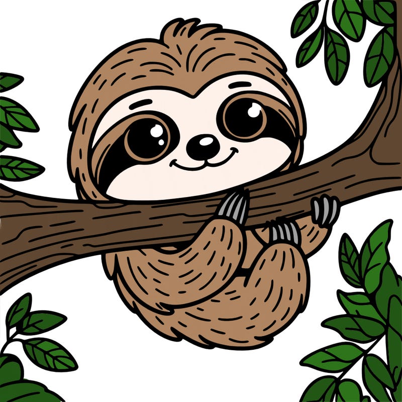 sloth with big eyes hanging on the tree in the jungle