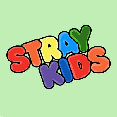 bubble letters saying stray kids