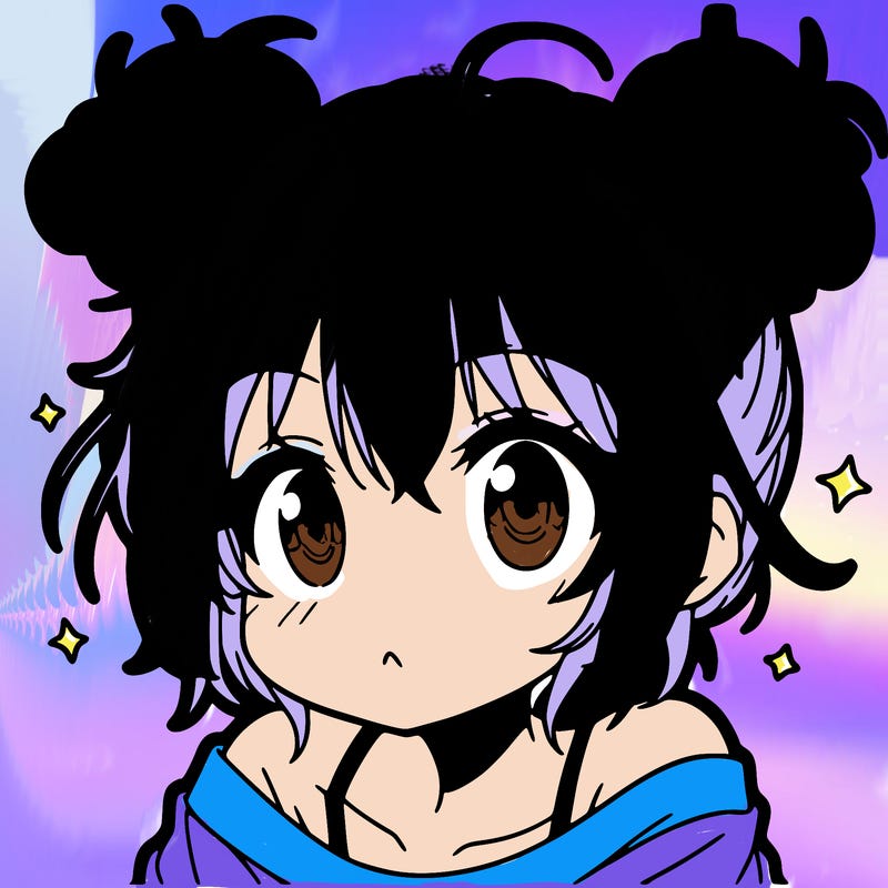 a manga girl with messy small buns