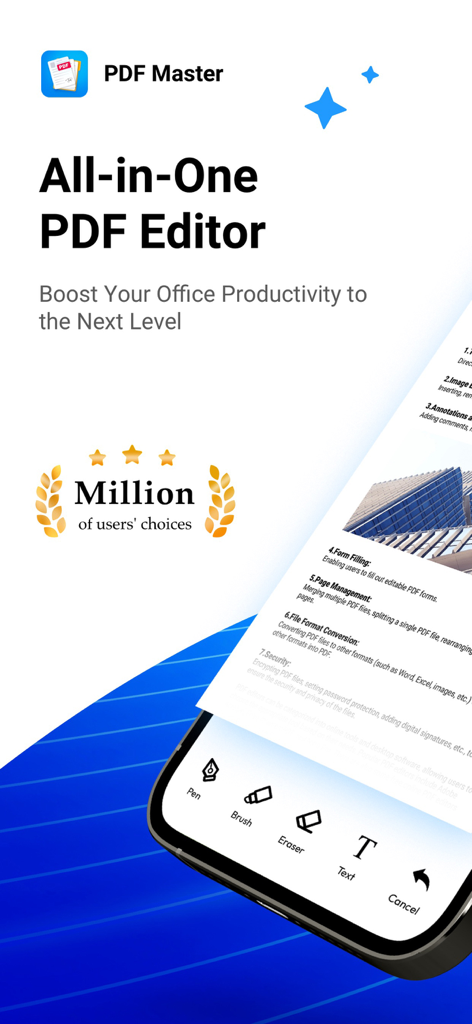 PDF Master: Editor Reader - PDF Master app interface featuring all-in-one PDF editing tools for mobile productivity