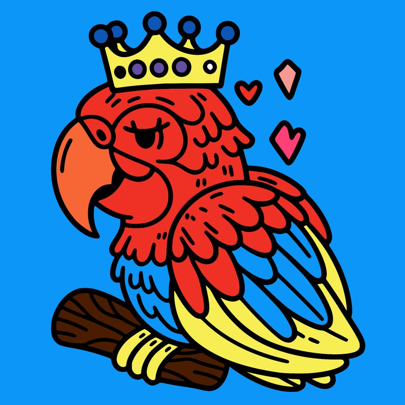 macaw with a crown