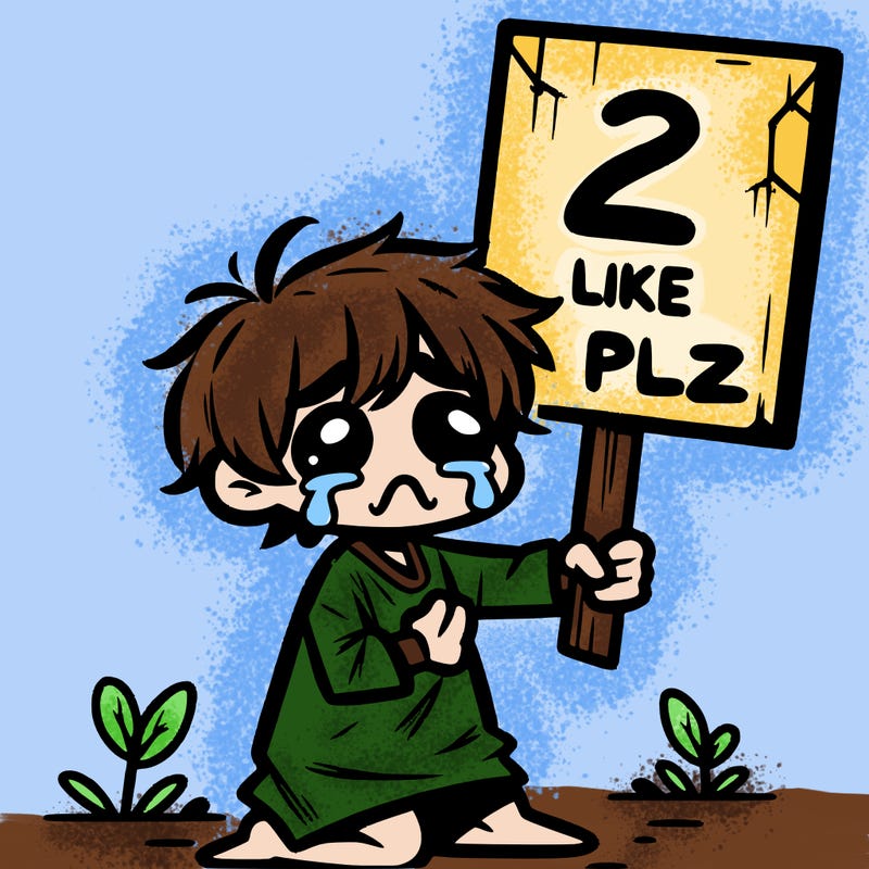 small poor toddler crying with sign that says 2 like plz