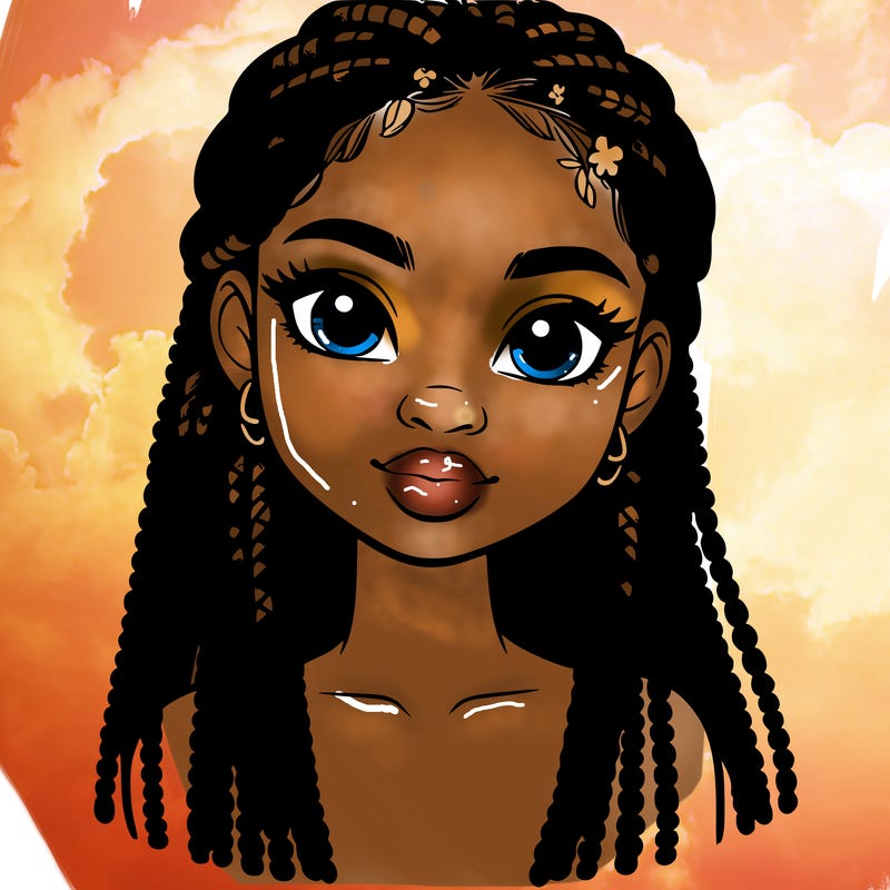 a realistic black girl with braids