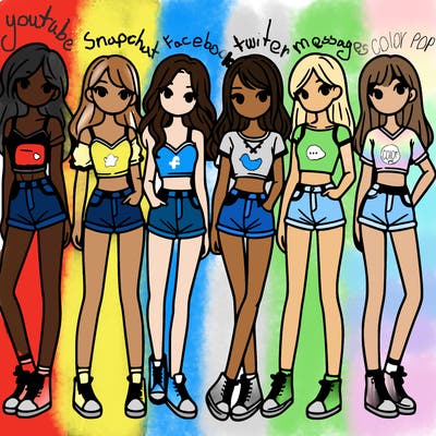 a group of girls wearing crop tops and shorts