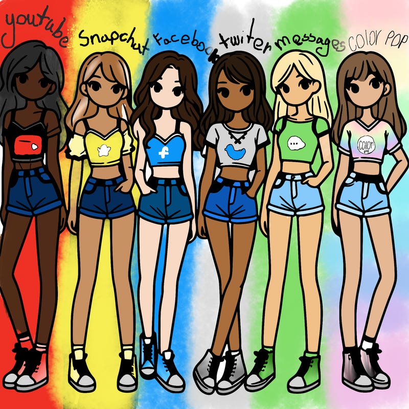 a group of girls wearing crop tops and shorts