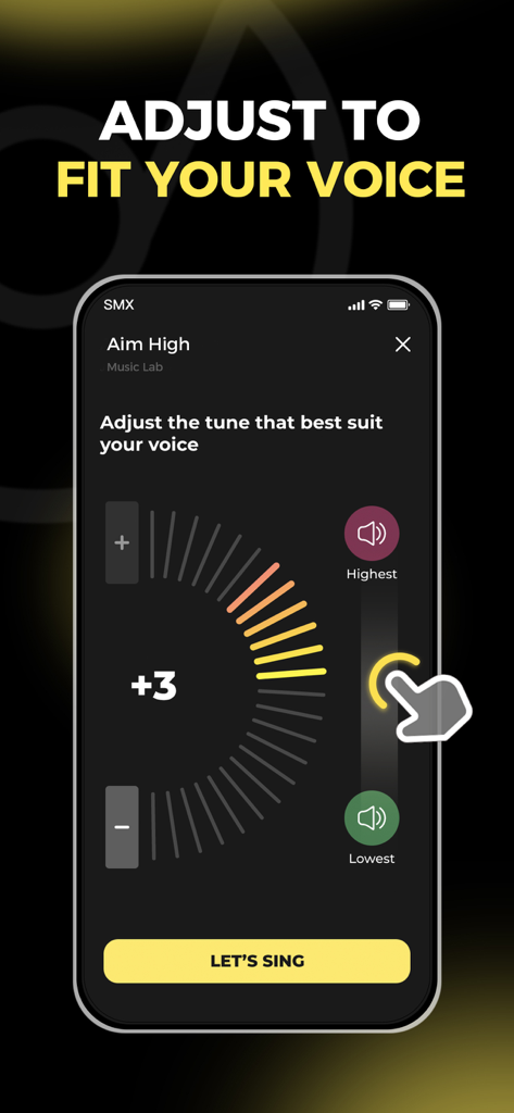 EasySing by StarMaker - EasySing app interface for adjusting song pitch to match a user's vocal range