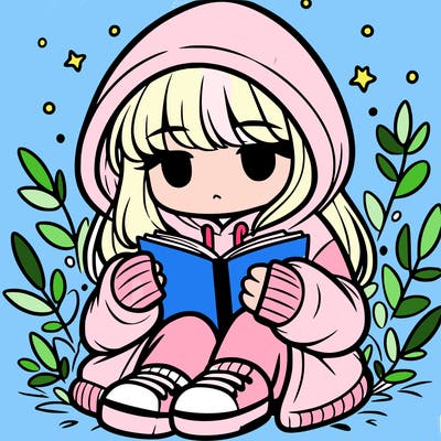 girl in oversized hoodie reading a book