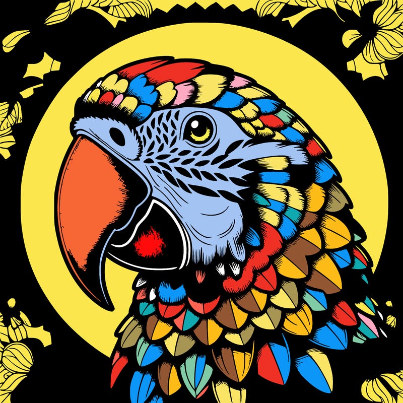 realistic parrot mandala