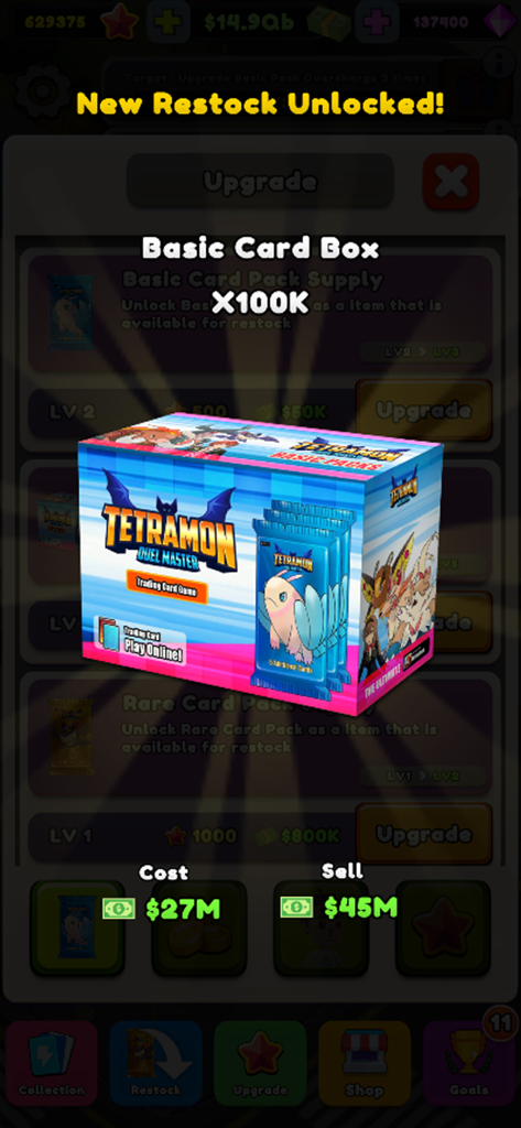 TCG Card Shop Tycoon Simulator - New restock unlocked for Basic Card Box in TCG Card Shop Tycoon Simulator
