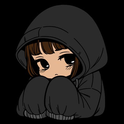 sad girl in oversised hoodie