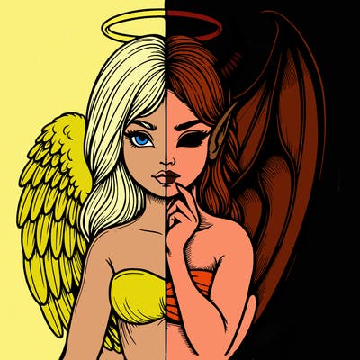 realistic angel half demon