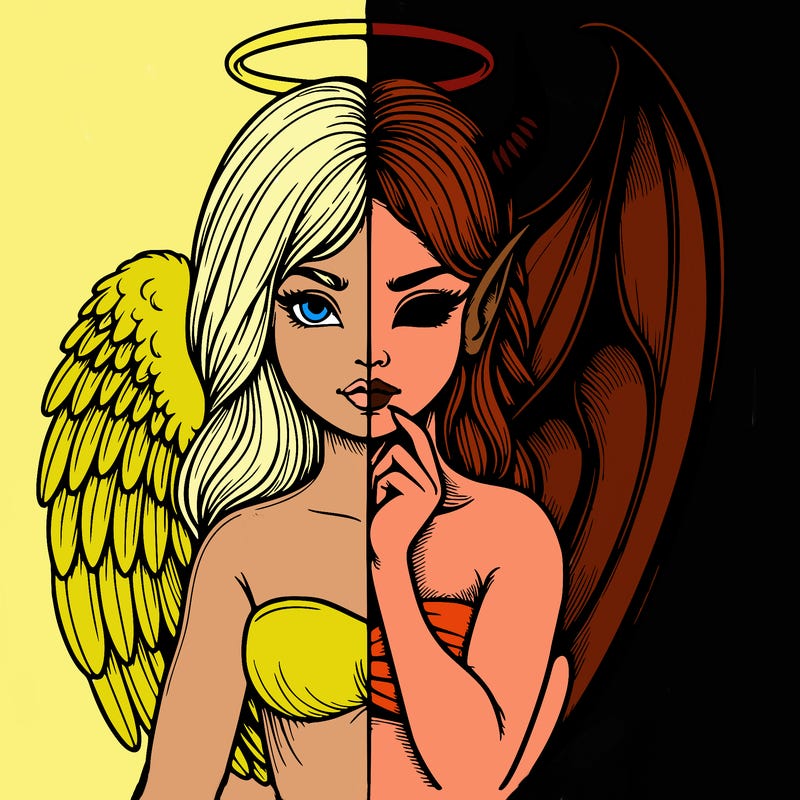 realistic angel half demon