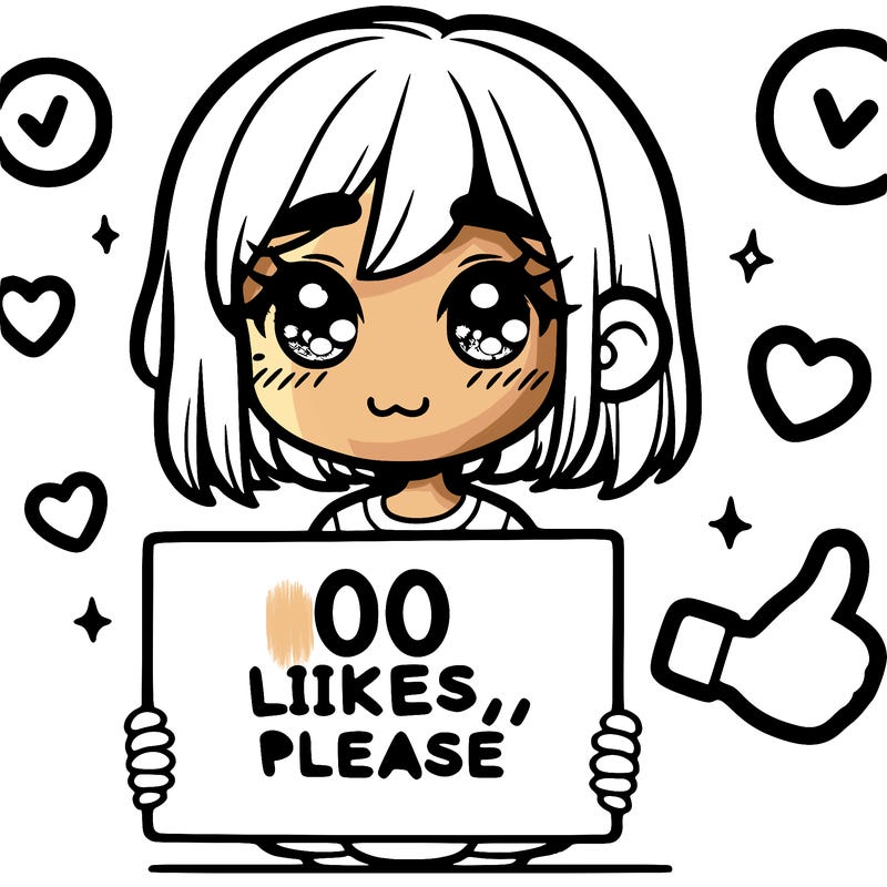 a girl with a sign saying 100 likes, please