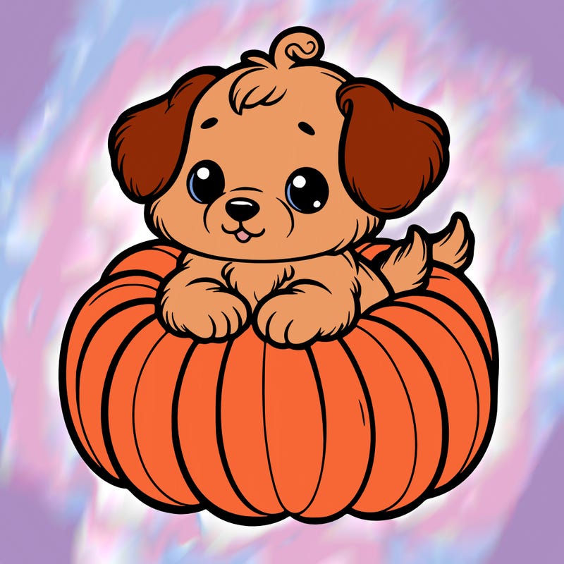cute little puppy in a pumpkin