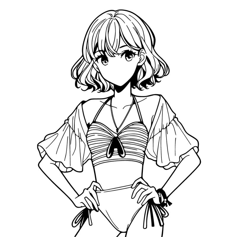 manga girl in a swimsuit